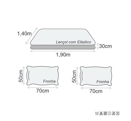 Imagem de Jogo De Lençol Casal 3 Peças Simples Micropercal Cama Box Lençol com Elastico e 2 Fronhas