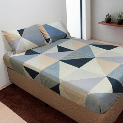 Imagem de Jogo De Lençol Casal 3 Peças Simples Micropercal Cama Box Lençol com Elastico e 2 Fronhas