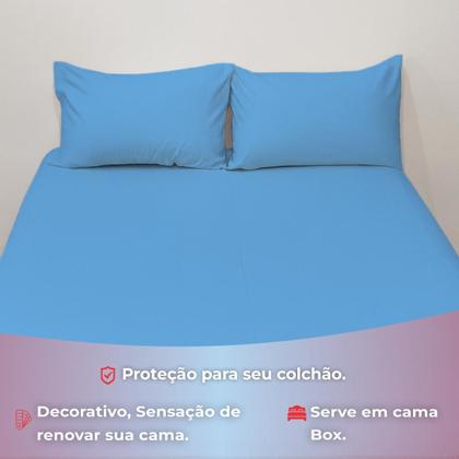 Imagem de Jogo De Lençol Casal 3 Peças Simples Micropercal Cama Box Lençol com Elastico e 2 Fronhas