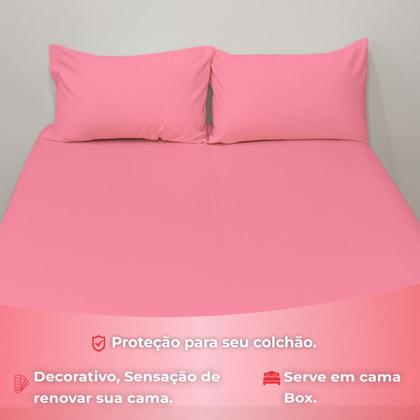 Imagem de Jogo De Lençol Casal 3 Peças Simples Micropercal Cama Box Lençol com Elastico e 2 Fronhas