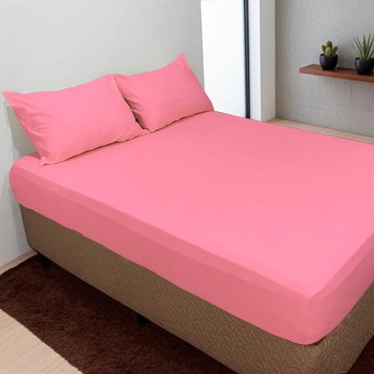 Imagem de Jogo De Lençol Casal 3 Peças Simples Micropercal Cama Box Lençol com Elastico e 2 Fronhas