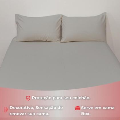 Imagem de Jogo De Lençol Casal 3 Peças Simples Micropercal Cama Box Lençol com Elastico e 2 Fronhas