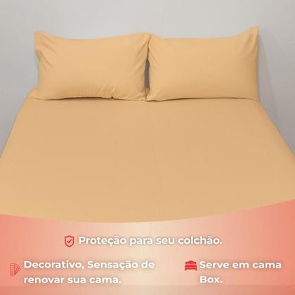 Imagem de Jogo De Lençol Casal 3 Peças Simples Micropercal Cama Box Lençol com Elastico e 2 Fronhas