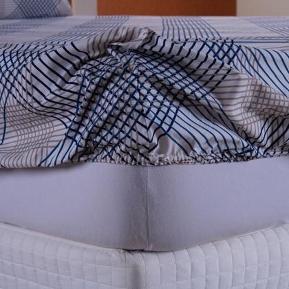 Imagem de Jogo De Lençol Casal 3P Estampado 400F Elástico Listrado