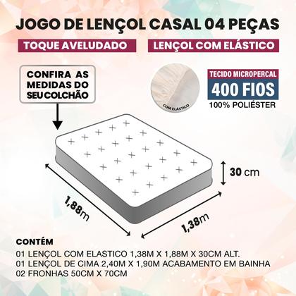 Imagem de Jogo de Lençol Casal 4 Peças 400 Fios Premium