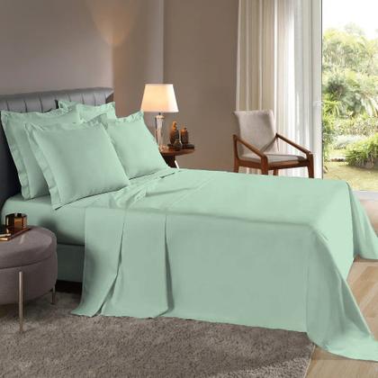 Imagem de Jogo de Lençol Casal 4 peças Fronhas com Abas Percal 200 Fios 100% Algodão