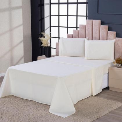 Imagem de Jogo De Lençol Casal 4P Algodão Com Lençol De Cima Palha