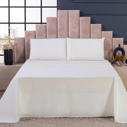 Imagem de Jogo De Lençol Casal 4P Algodão Com Lençol De Cima Palha