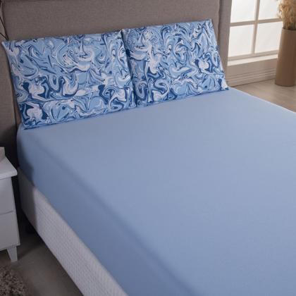 Imagem de Jogo de Lençol Casal C/ Elástico Malha 100% Algodão 03 Pçs Estampado