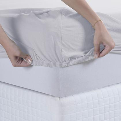 Imagem de Jogo de Lençol Casal C/ Elástico Malha 100% Algodão 03 Pçs Liso