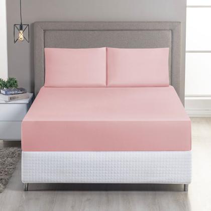 Imagem de Jogo de Lençol Casal C/ Elástico Malha 100% Algodão 03 Pçs Liso