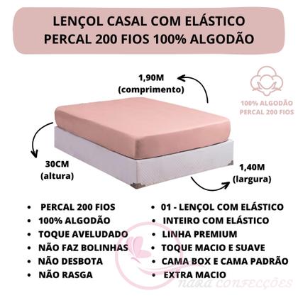 Imagem de Jogo de Lençol Casal ESPLENDORE 100% Algodão Percal 200 Fios 04 Peças Tecido Grosso Toque Macio