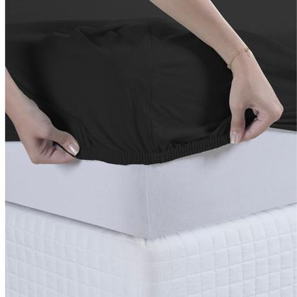 Imagem de Jogo de Lençol Casal King 03 Pçs C/ Elástico Malha 100% Algodão Liso