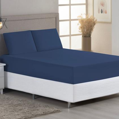 Imagem de Jogo de Lençol Casal King 03 Pçs C/ Elástico Malha 100% Algodão Liso