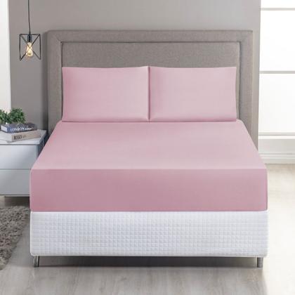 Imagem de Jogo de Lençol Casal King 03 Pçs C/ Elástico Malha 100% Algodão Liso