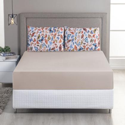 Imagem de Jogo de Lençol Casal King C/ Elástico Malha 100% Algodão 03 Pçs Estampado