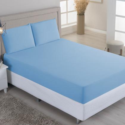 Imagem de Jogo de Lençol Casal King C/ Elástico Malha 100% Algodão 03 Pçs Liso