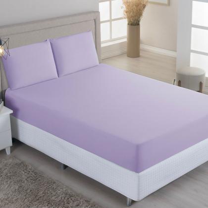 Imagem de Jogo de Lençol Casal King C/ Elástico Malha 100% Algodão 03 Pçs Liso