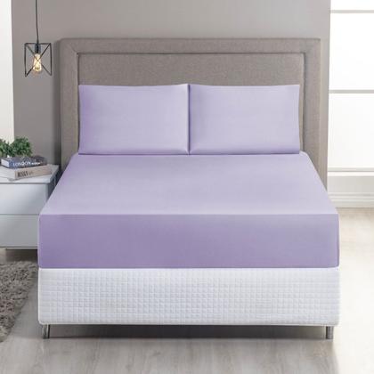 Imagem de Jogo de Lençol Casal King C/ Elástico Malha 100% Algodão 03 Pçs Liso