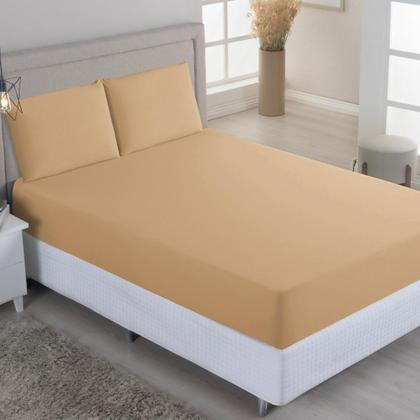 Imagem de Jogo de Lençol Casal King C/ Elástico Malha 100% Algodão 03 Pçs Liso