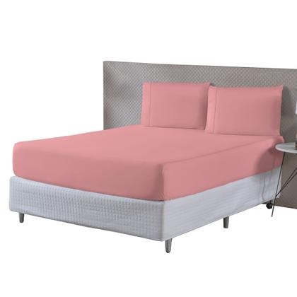 Imagem de Jogo De Lençol Casal King Com Elástico 3 Peças  Percal 400 Fios