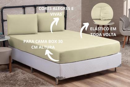 Imagem de Jogo de Lençol Casal King Size Linha BASIC Cama Box 03 Peças Jogo de Cama com Elástico para Revenda