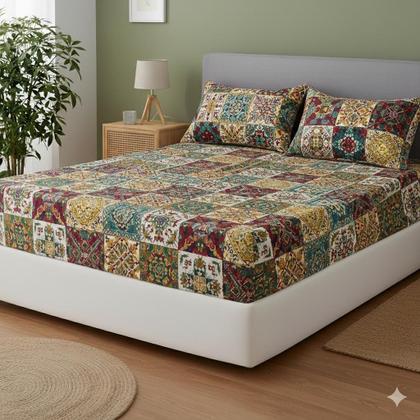 Imagem de Jogo de Lençol Casal Padrão 3 pçs Micropercal 400 Fios Estampas Sortidas Lindas Envio imediato