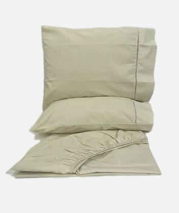 Imagem de Jogo de Lençol Casal Padrão 3pçs 100 Algodão 200 fios com elástico e ponto palito nas fronhas