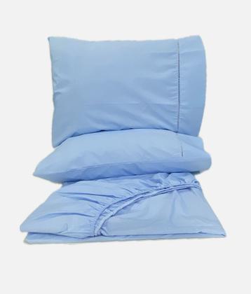 Imagem de Jogo de Lençol Casal Padrão 3pçs 100 Algodão 200 fios com elástico e ponto palito nas fronhas