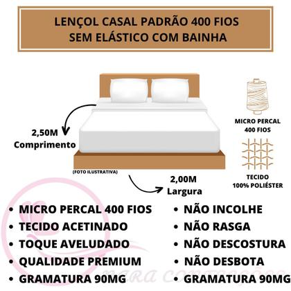 Imagem de Jogo de Lençol Casal Padrão Aveludado 400 Fios Cama Box com Elástico 04 Peças