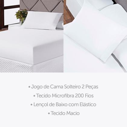 Imagem de Jogo de Lençol Casal Padrão Soft 3 Peças Cama Fronha e Lençol Elástico 100% Poliéster 180 Fios