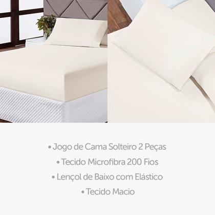Imagem de Jogo de Lençol Casal Padrão Soft 3 Peças Cama Fronha e Lençol Elástico 100% Poliéster 180 Fios