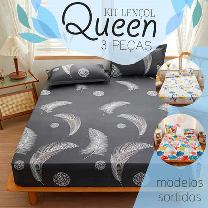 Imagem de Jogo de lençol casal queen 3 pçs microfibra estampas sortidas 1