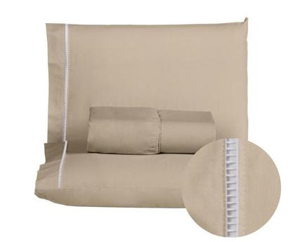 Imagem de Jogo de lençol casal queen 3 peças 100% algodão 200 fios ponto palito