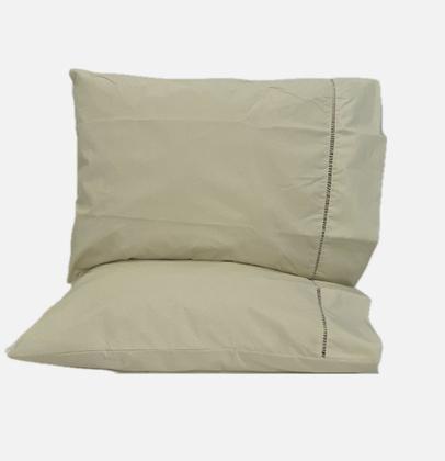 Imagem de Jogo de Lençol Casal Queen 3pçs 100% Algodão 200 fios com elástico e ponto palito nas fronhas