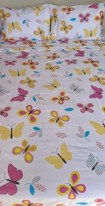 Imagem de Jogo de Lençol Casal Queen 4 Peças Borboleta Roupa de Cama 100% Algodão Toque Macio 200 Fios