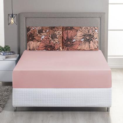 Imagem de Jogo de Lençol Casal Queen C/ Elástico Malha 100% Algodão 03 Pçs Estampado