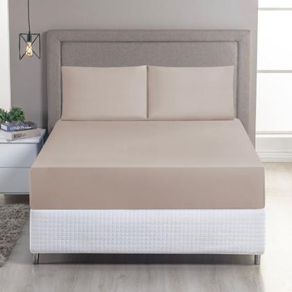 Imagem de Jogo de Lençol Casal Queen C/ Elástico Malha 100% Algodão 03 Pçs Liso