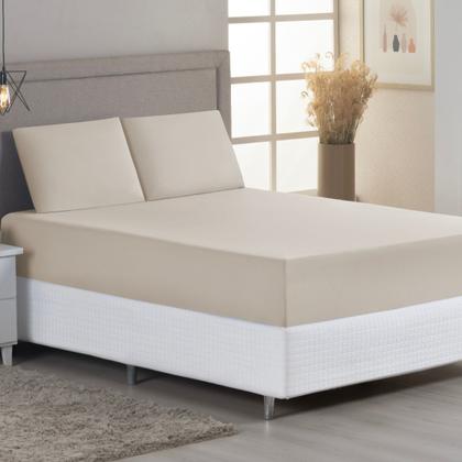 Imagem de Jogo de Lençol Casal Queen C/ Elástico Malha 100% Algodão 03 Pçs Liso