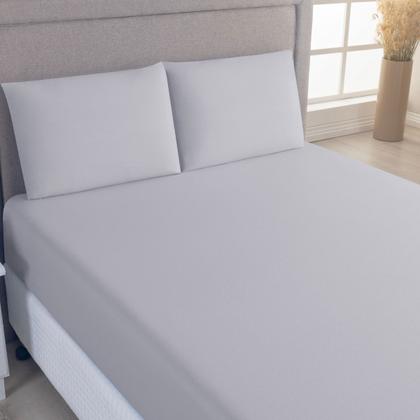 Imagem de Jogo de Lençol Casal Queen C/ Elástico Malha 100% Algodão 03 Pçs Liso