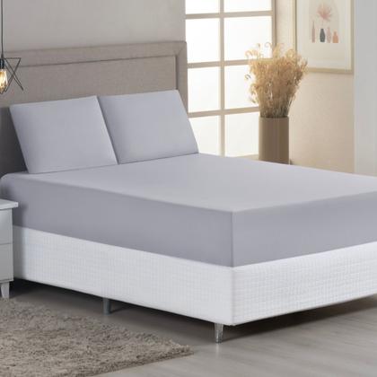 Imagem de Jogo de Lençol Casal Queen C/ Elástico Malha 100% Algodão 03 Pçs Liso