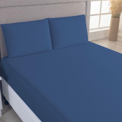 Imagem de Jogo de Lençol Casal Queen C/ Elástico Malha 100% Algodão 03 Pçs Liso