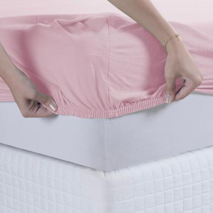 Imagem de Jogo de Lençol Casal Queen C/ Elástico Malha 100% Algodão 03 Pçs Liso