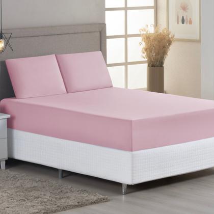 Imagem de Jogo de Lençol Casal Queen C/ Elástico Malha 100% Algodão 03 Pçs Liso