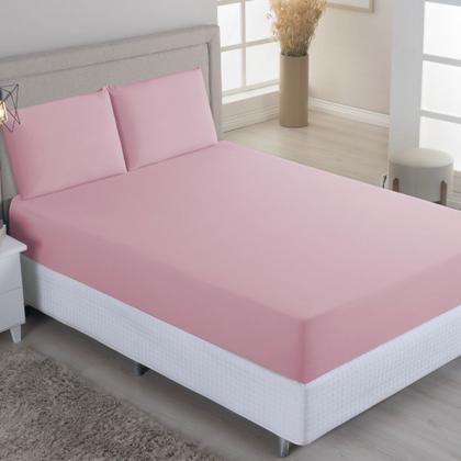 Imagem de Jogo de Lençol Casal Queen C/ Elástico Malha 100% Algodão 03 Pçs Liso