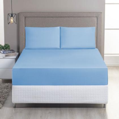 Imagem de Jogo de Lençol Casal Queen C/ Elástico Malha 100% Algodão 03 Pçs Liso