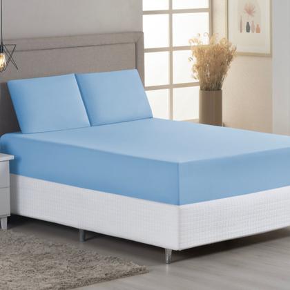 Imagem de Jogo de Lençol Casal Queen C/ Elástico Malha 100% Algodão 03 Pçs Liso