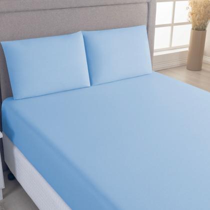 Imagem de Jogo de Lençol Casal Queen C/ Elástico Malha 100% Algodão 03 Pçs Liso