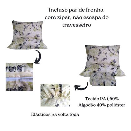 Imagem de Jogo de Lençol Casal Queen com Elástico Algodão/pol 3 peças