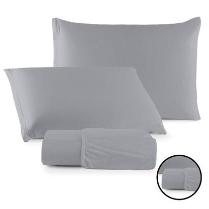 Imagem de Jogo de Lençol Casal Queen Malha 100% Algodão 03 Peças Com Elástico